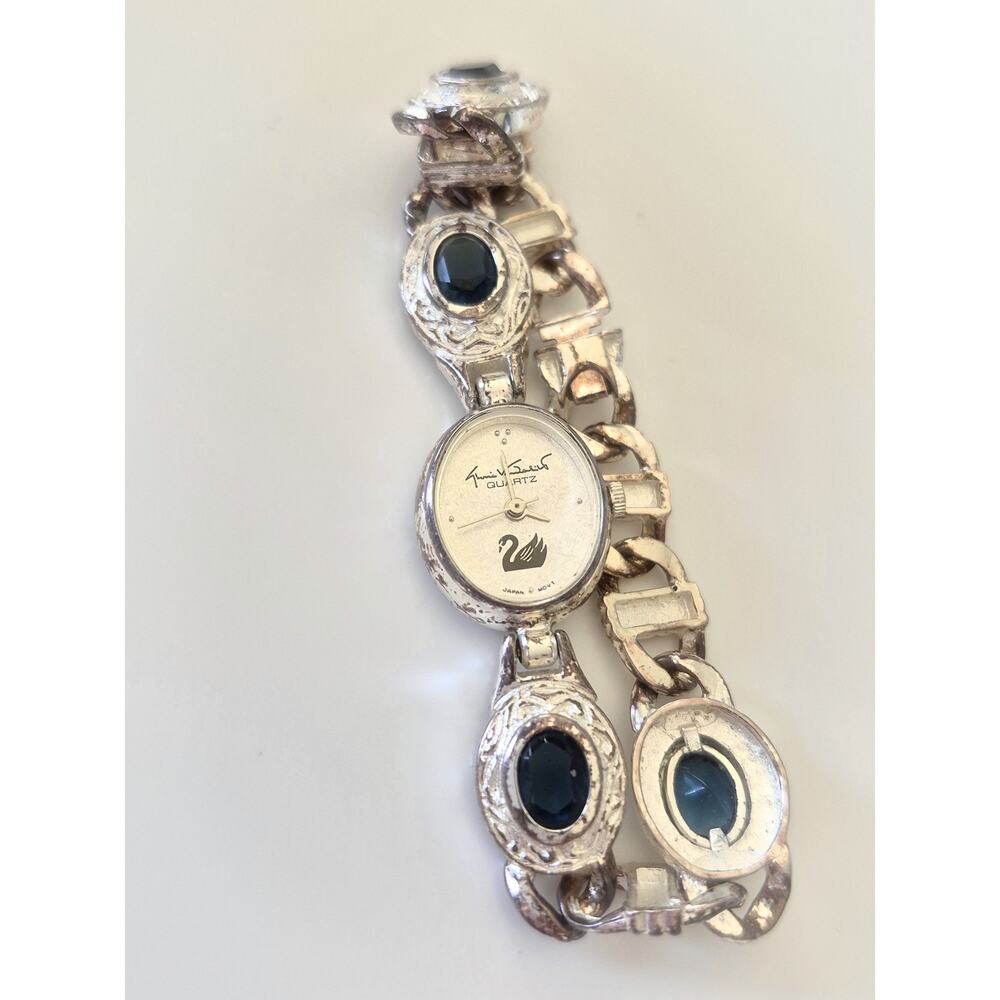 Vintage Gloria Vanderbilt Quartz Swarovski Bracelet Watch